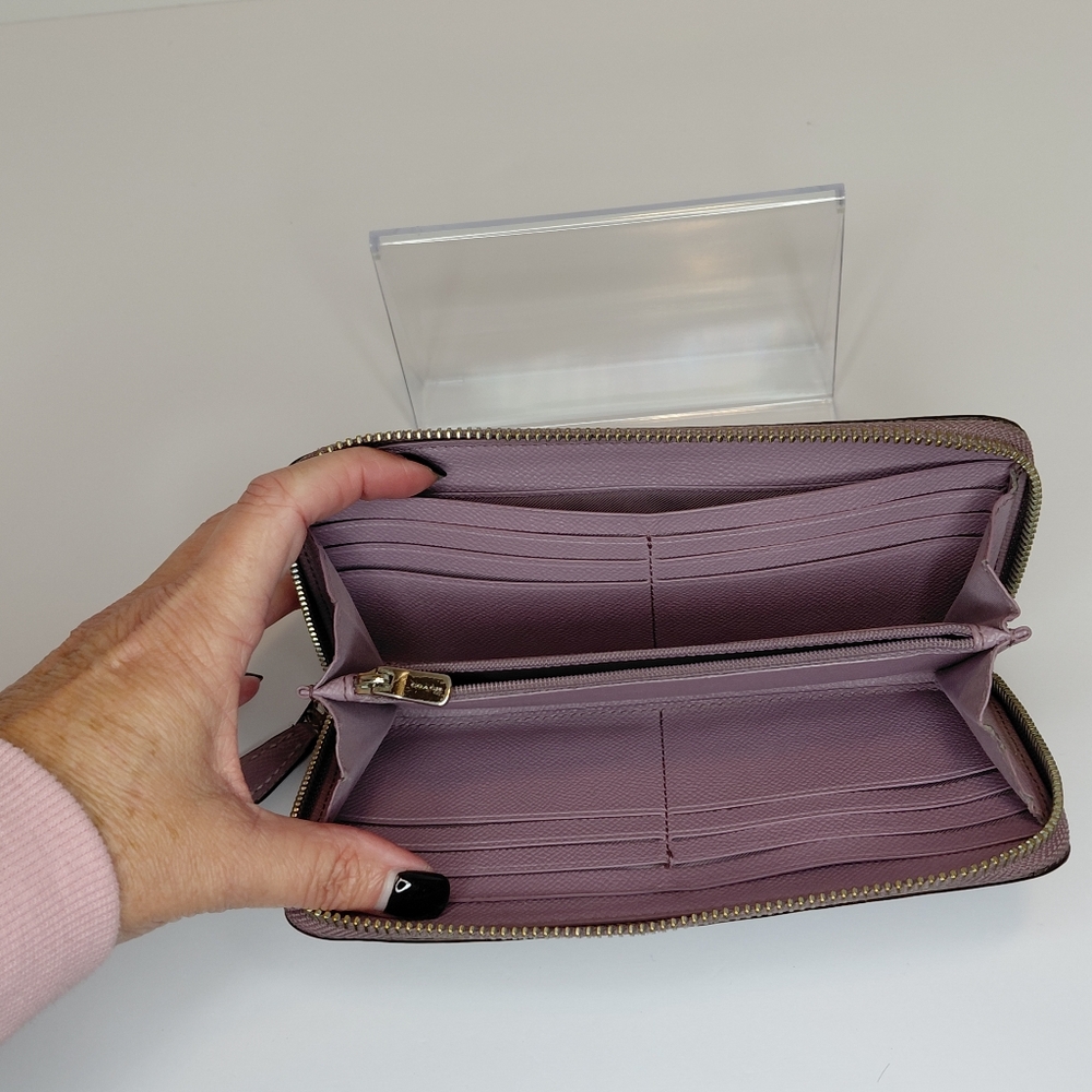Coach Leather Purple Long Zip Around Wallet - Picture 4 of 13